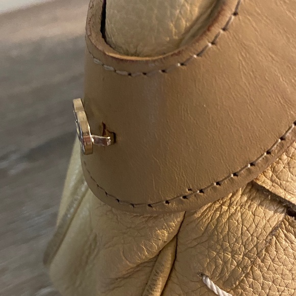 Escada Exotics Cream Woven Leather Shoulder Bag Orange Lining 14.5x7x3.5 - Picture 16 of 16